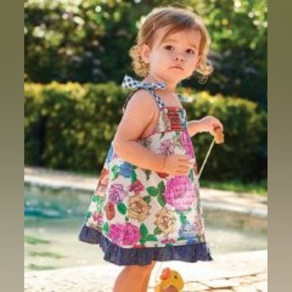 Matilda Jane Can Do Attitude Dress Floral Gingham 12-18m